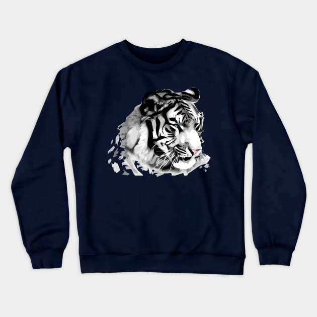 White Tiger Polygonal Artwork Crewneck Sweatshirt by NuokaBox